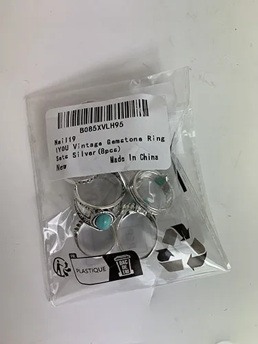 Set di anelli «IYOU Vintage ädelsten ring set silver snidade turkos knoge stapelbara ringar boho mellan…» — foto 3 dell'alert A12/02531/23