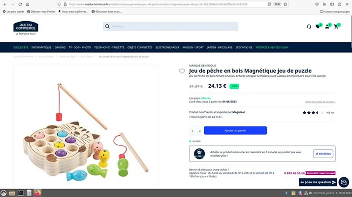 Gioco di pesca magnetica «Jeu de pêche en bois magnétique jeu de puzzle- "Fishing game"» — foto 1 dell'alert A12/02734/23
