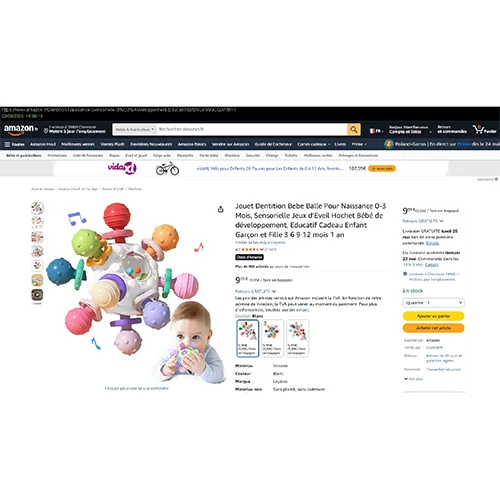 Giocattolo per dentizione «Jouet Dentition Bebe Balle Pour Naissance 0-3 Mois, teether ball» (Loyzico)
