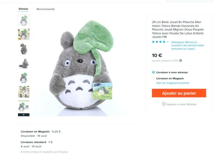 Peluche giocattolo «Jouet en peluche Mon Voisin Totoro»