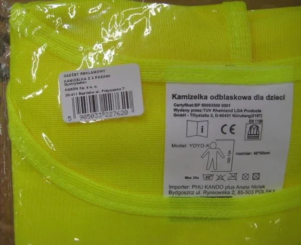 Gilet ad alta visibilità «Kamizelka dla dzieci» — foto 6 dell'alert A12/0025/18