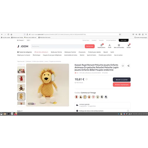Giocattolo morbido «Kawaii rayé renard peluche jouets enfants animaux en peluche lapin  jouets enfants bébé …» — foto 2 dell'alert A12/00324/24