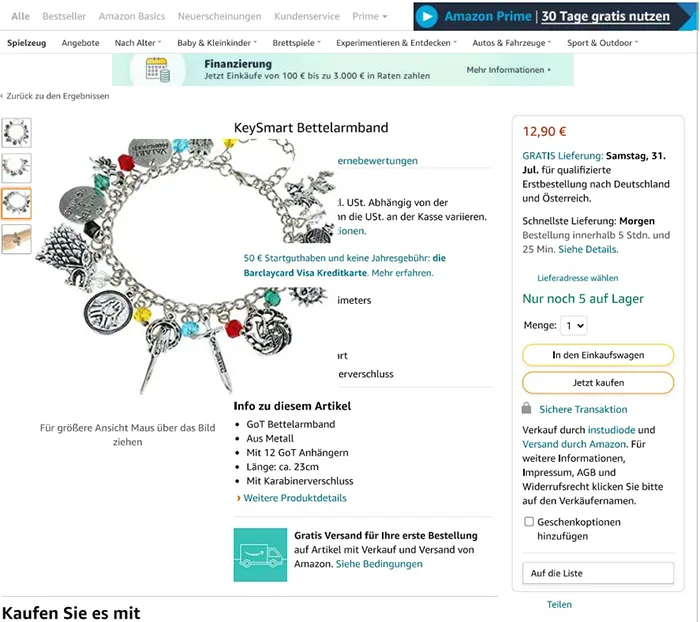 Bracciale «KeySmart Bettelarmband» — foto 5 dell'alert INFO/00057/22