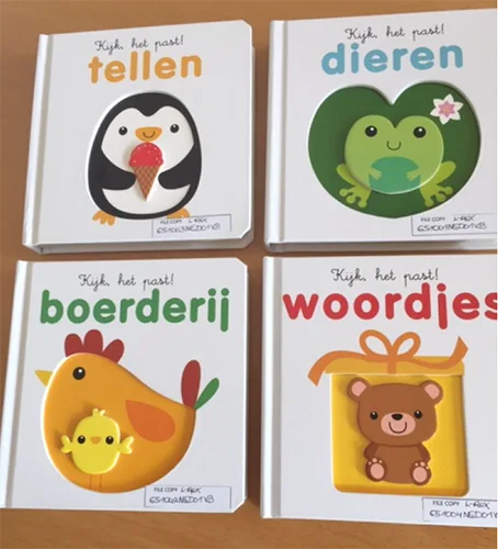 Set di libri di cartone «Kijk, het past! Dieren/Tellen/Woordjes/Boerderij» — foto 2 dell'alert A12/01731/20