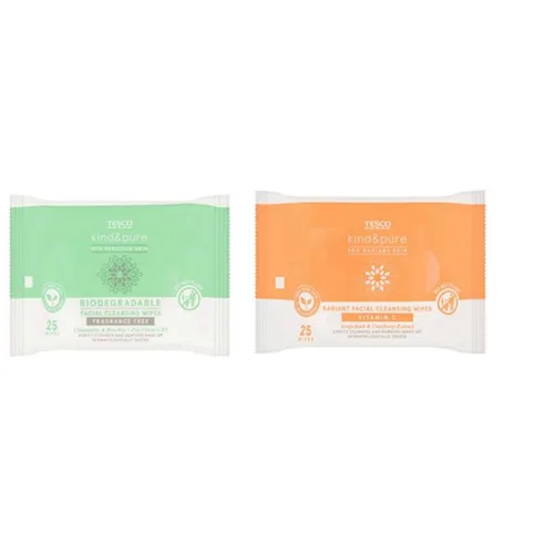 Salviette detergenti per il viso «Kind &amp; Pure Facial Cleansing Wipes» (Tesco)