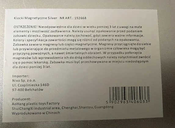 Blocchi magnetici «Klocki Magnetyczne Silver» — foto 4 dell'alert A12/01590/21