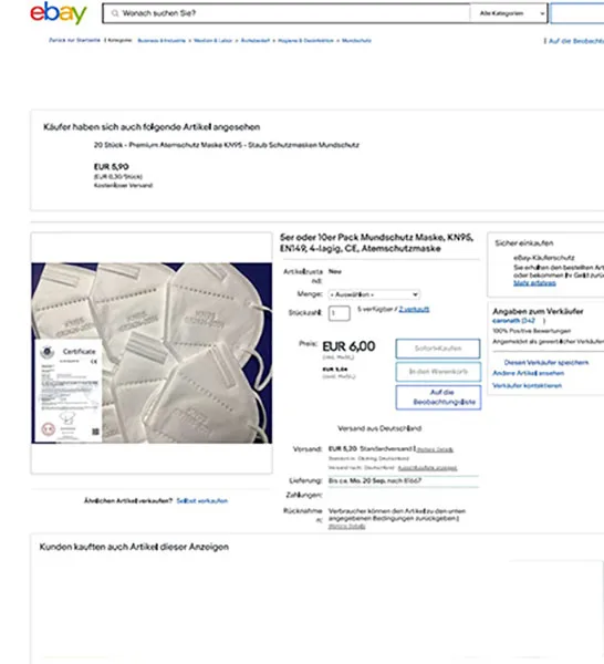 Maschera filtro antiparticolato «KN 95 Mask Dr+9020 KN95» — foto 3 dell'alert A12/01598/21