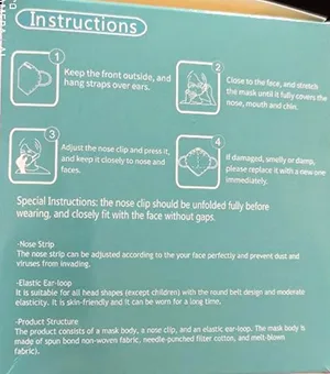 Maschera filtro antiparticolato «KN95 Face Mask» — foto 2 dell'alert INFO/00169/20