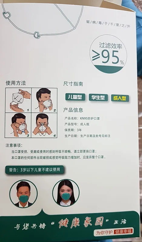 Maschera filtro antiparticolato «KN95» — foto 1 dell'alert A12/00980/20