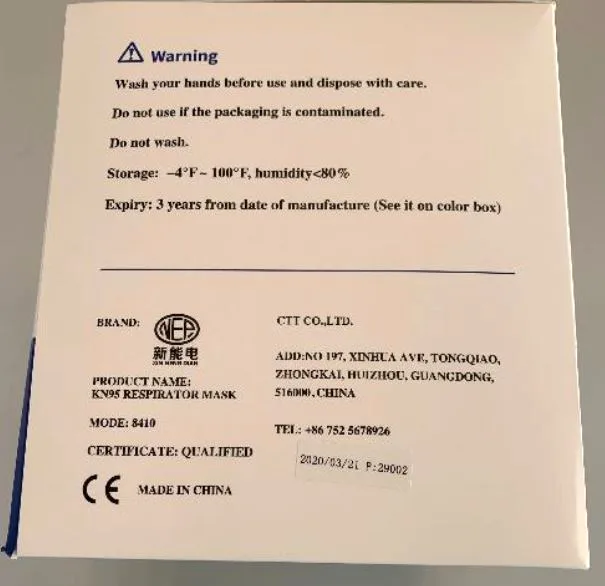 Maschera filtro antiparticolato «KN95 respirator mask» (NEP)