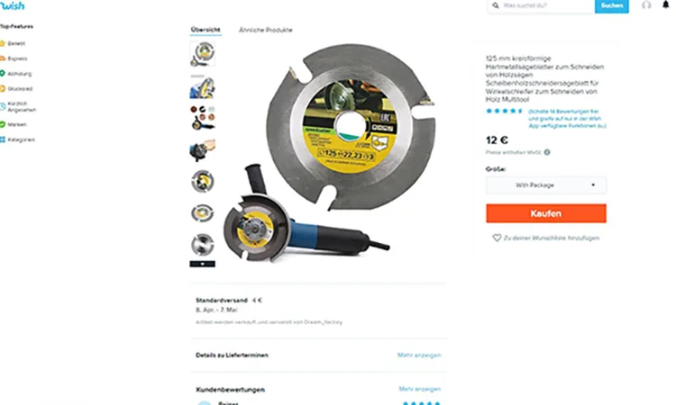 Lama per sega per smerigliatrice angolare «Kreissägeblatt für Winkelschleifer beworben» — foto 1 dell'alert A12/01040/22