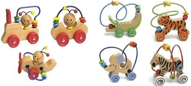 Giocattolo di attività in legno «Labiboule Véhicule (Labiboule vehicle); Labiboule Animaux (Labiboule animals)» (Okoia)