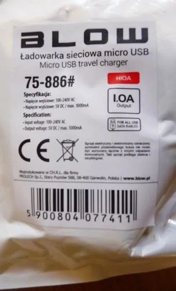 Caricabatterie da viaggio USB «Ladowarka sieciowa micro USB - Micro USB travel charger» — foto 2 dell'alert A12/0884/17