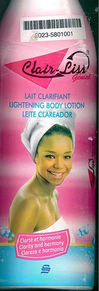 Prodotto per schiarire la pelle «Lait Clarifiant, Lightening Body Lotion, Leite Clareador» (Clair-Liss Génial)