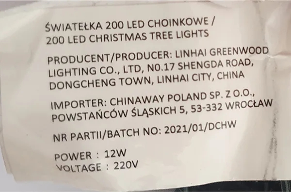Catena di illuminazione «Lampki choinkowe» — foto 6 dell'alert A12/00969/23