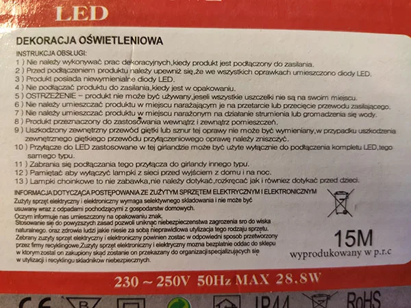 Catena di illuminazione «Lampki choinkowe LED Art Gold» — foto 1 dell'alert A12/00398/22