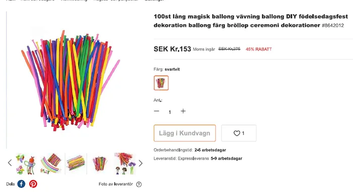 Palloncini «Lång ballong» — foto 6 dell'alert A12/01648/22