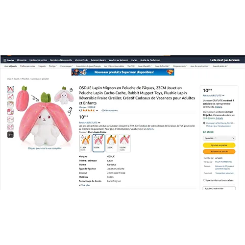 Giocattolo morbido «Lapin mignon en peluche de Pâques» — foto 3 dell'alert SR/04092/25