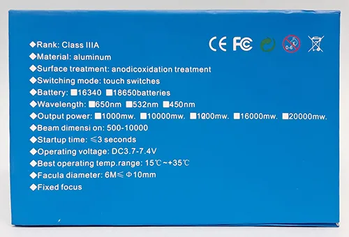 Puntatore laser con caricabatterie «LASER (on the packaging); Li thium battery charger (on the charger)» — foto 4 dell'alert A12/01832/20