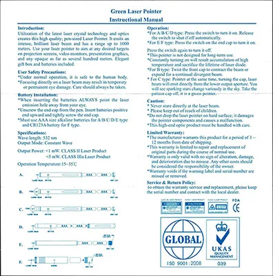 Puntatore laser «"LASER POINTER"» — foto 3 dell'alert A12/01722/22