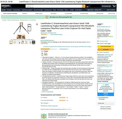Macchina per incisione laser «LaserPecker L1» — foto 5 dell'alert A12/01635/22