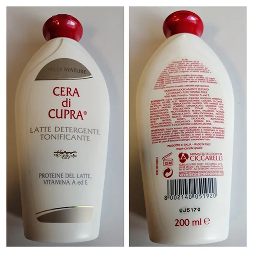 Latte detergente «LATTE DETERGENTE TONIFICANTE» (CERA DI CUPRA)
