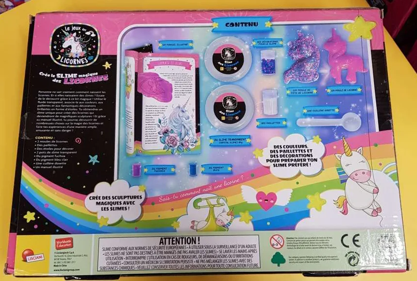 Kit di melma giocattolo «Le jeu des licornes- Crée le slime magique des licornes» (Liscianigiochi)