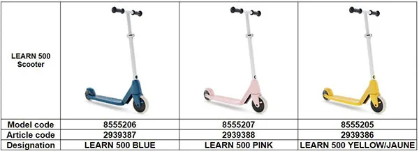 Scooter giocattolo «LEARN 500 BLUE, LEARN 500 PINK, LEARN 500 YELLOW» (Oxelo)