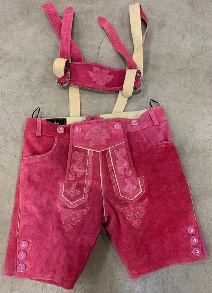 Lederhosen (pantaloncini in pelle) «Leather breeches - Babette - pink» (Deiters / Oktoberzauber)