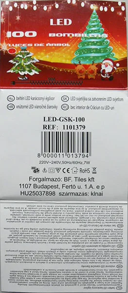 Catena di illuminazione «LED 100 BOMBILLAS / beltéri LED karácsonyi égősor» — foto 1 dell'alert A12/01398/21