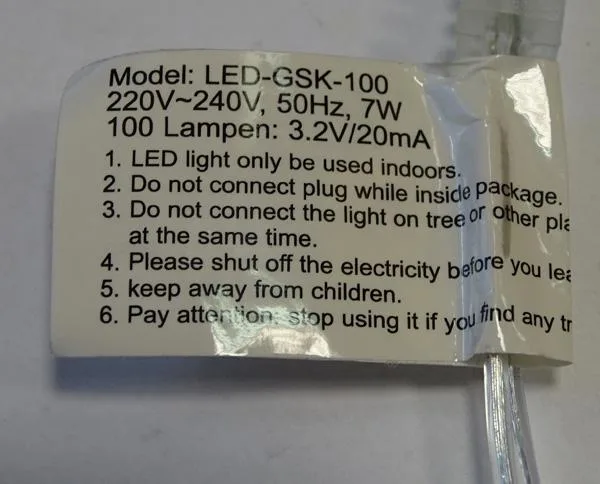 Catena di illuminazione «LED 100 BOMBILLAS» — foto 3 dell'alert A12/0769/19