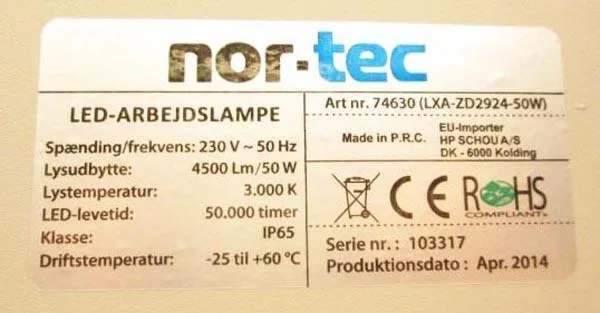 Luce di inondazione «LED-arbejdslampe» — foto 2 dell'alert A12/0397/17