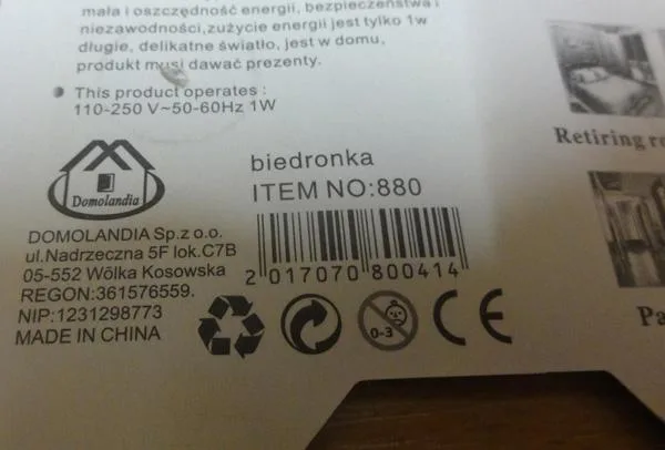 Luce notturna «LED dim swiatla - biedronka» — foto 3 dell'alert A12/0650/19