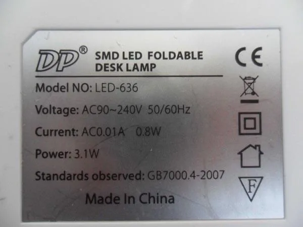 Lampada da scrivania «LED Foldable Desk Lamp» — foto 3 dell'alert A12/0599/18