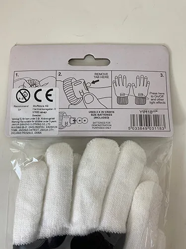 Guanti con luci a LED «LED light up gloves» — foto 2 dell'alert A12/03115/23