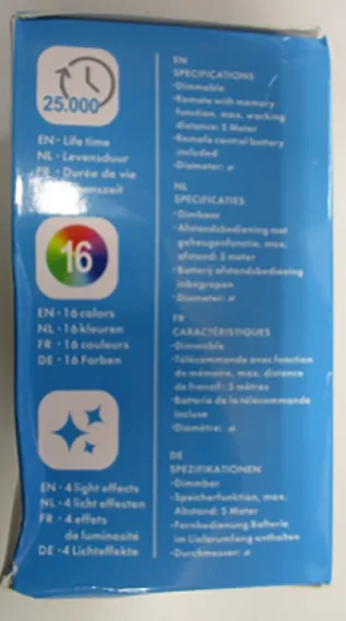Lampadina del LED «LED RGB+W Bulb with Remote Control» — foto 4 dell'alert A12/00047/21
