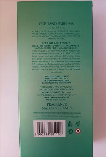 Eau de toilette «Let's go Aqua Vita» (GORDANO PARFUMS)