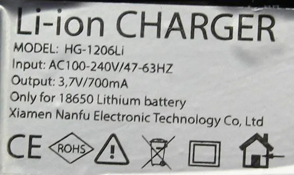 Caricabatterie «Li-ion CHARGER» — foto 2 dell'alert A12/0129/18