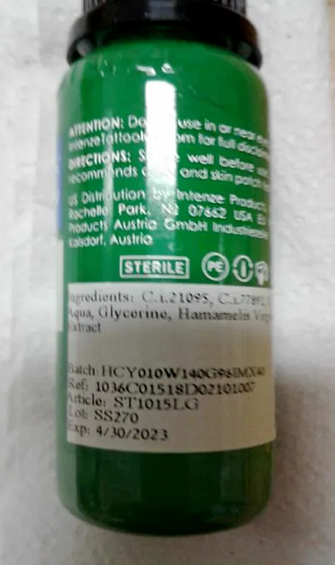 Inchiostro del tatuaggio «LIGHT GREEN» (INTENZE)