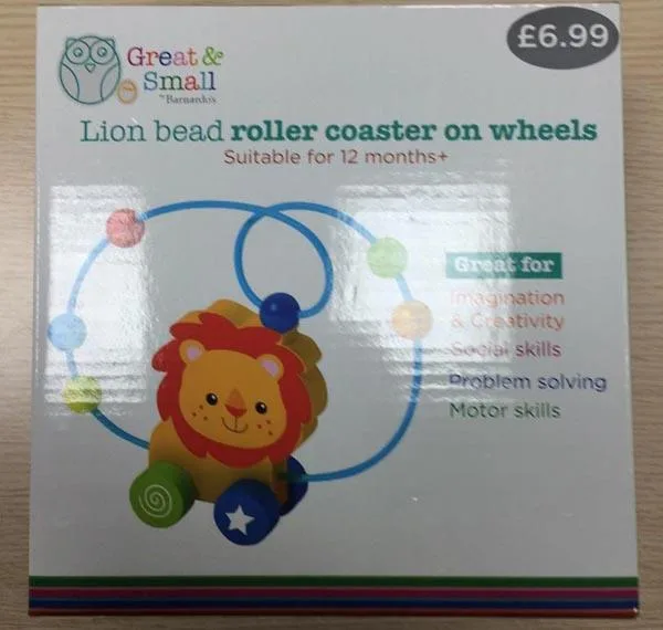 Giocattolo di legno «Lion bead roller coaster on wheels» — foto 2 dell'alert A12/0103/16