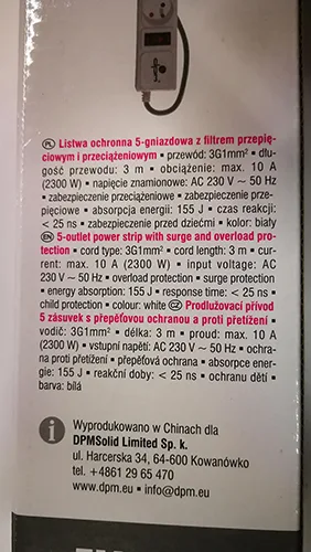 Piombo di estensione «Listwa ochronna 5-gniazdowa» — foto 6 dell'alert A12/00077/21