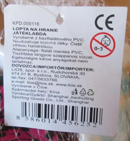 Palla di plastica «“LOPTA NA HRANIE” / “JÁTÉKLABDA”» — foto 2 dell'alert A12/0722/18