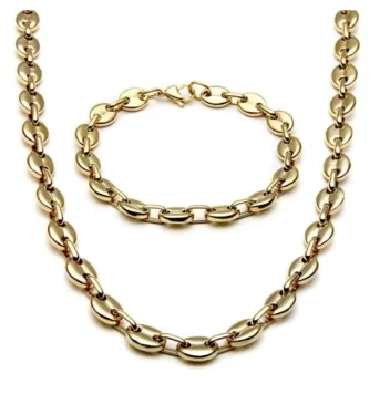 Collana e bracciale «Lot de bracelets en acier inoxydable argenté avec chaîne à maillons et grains de café» — foto 1 dell'alert A12/00638/21