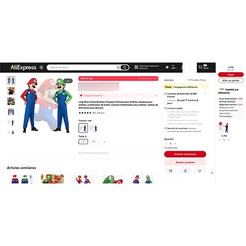 Costume da fancy-dress «Luigi Bros Anime Brothers Cosplay Costume pour enfants, chapeau pour enfants, combinaiso…» — foto 2 dell'alert SR/01421/25