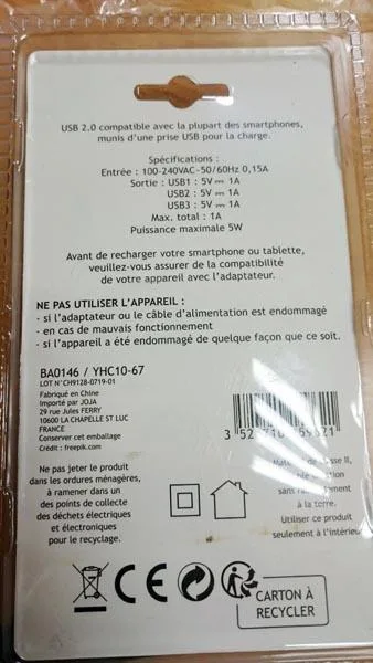 Caricabatterie USB «Mains/USB adapter» — foto 2 dell'alert A12/1655/19