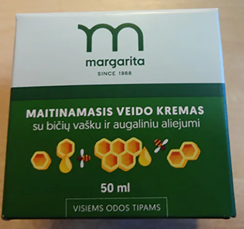 Crema viso «Maitinamasis veido kremas su bičių vašku ir augaliniu aliejumi visiems odos tipams» (Margarita)