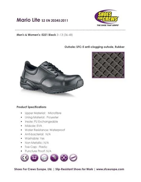 Scarpe di sicurezza «Mario Lite Black» (Shoes for Crews)