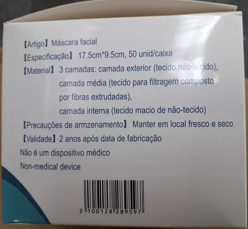 Maschera filtro antiparticolato «Máscara facial» — foto 1 dell'alert A12/01073/20