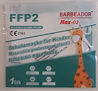 Maschera filtro antiparticolato per bambini «Mascarilla Protectora Infantil BARBEADOR MAX-02» — foto 10 dell'alert A12/01758/23