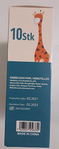 Maschera filtro antiparticolato per bambini «Mascarilla Protectora Infantil BARBEADOR MAX-02» — foto 6 dell'alert A12/01758/23